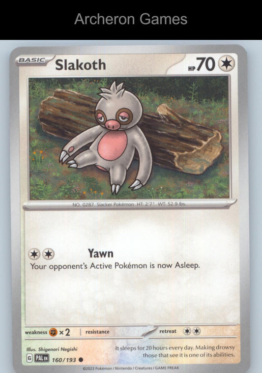 Pokemon Card Slakoth PAL 160/193 C Paldea Evolved
