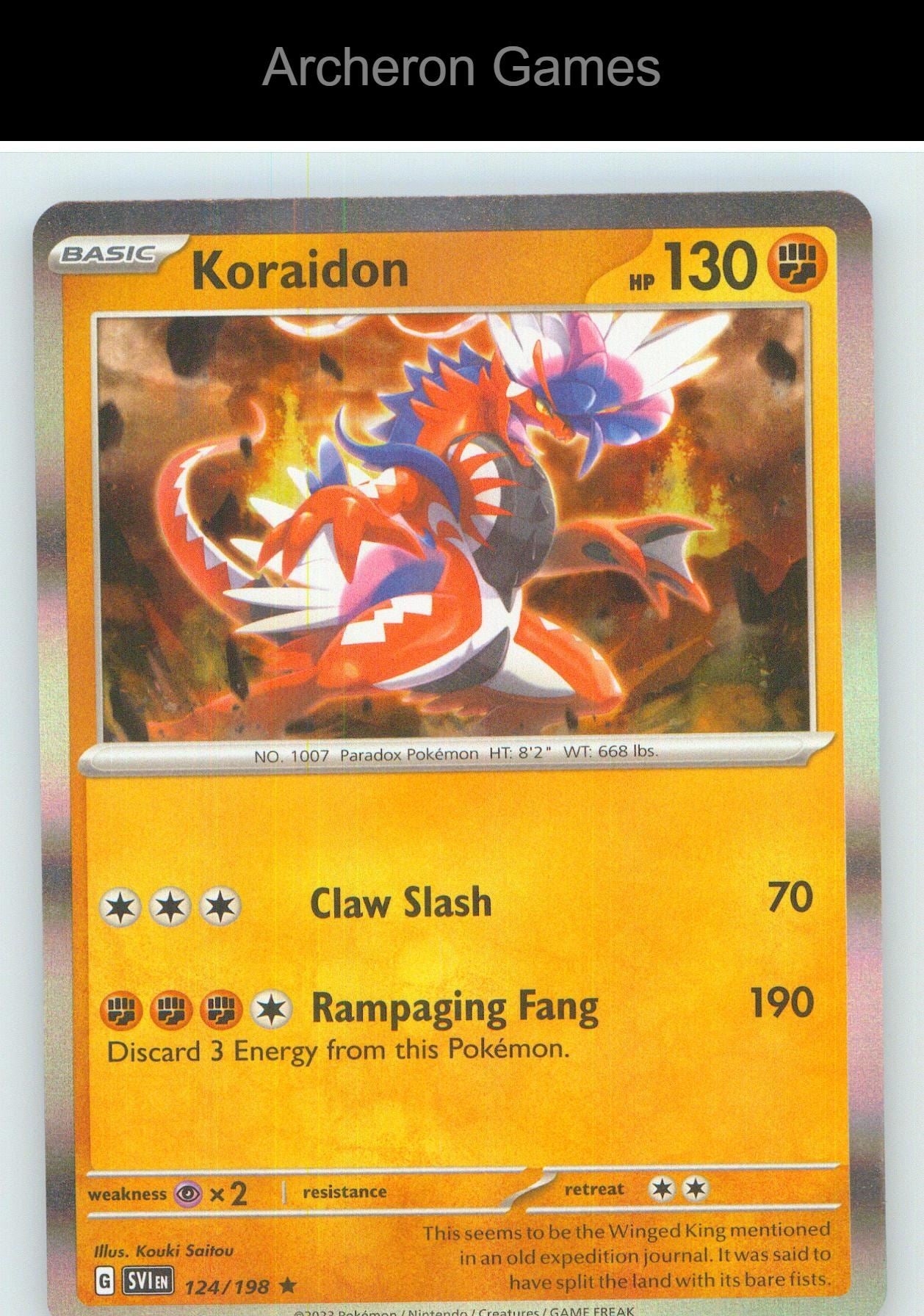 Pokemon Card Koraidon SVI 124/198 R Scarlet & Violet Holo