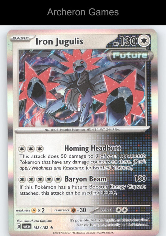Pokemon Card Iron Jugulis PAR 158/182 R Paradox Rift Holo