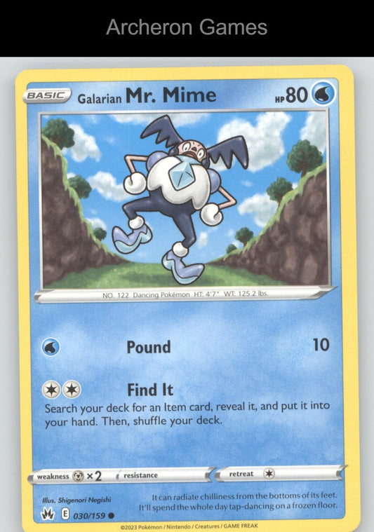 Pokemon Card Galarian Mr. Mime CRZ 030/159 C Crown Zenith