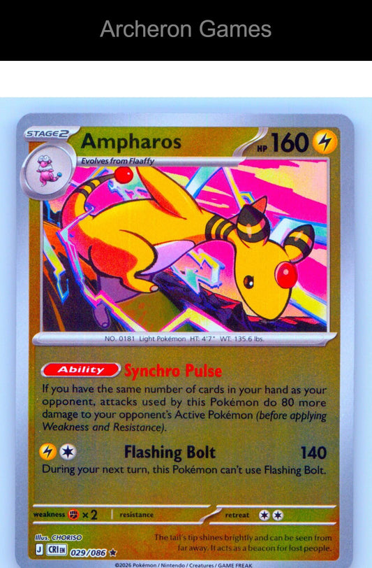 Pokemon Card Ampharos ME04 029/086 R Chaos Rising Reverse Holo