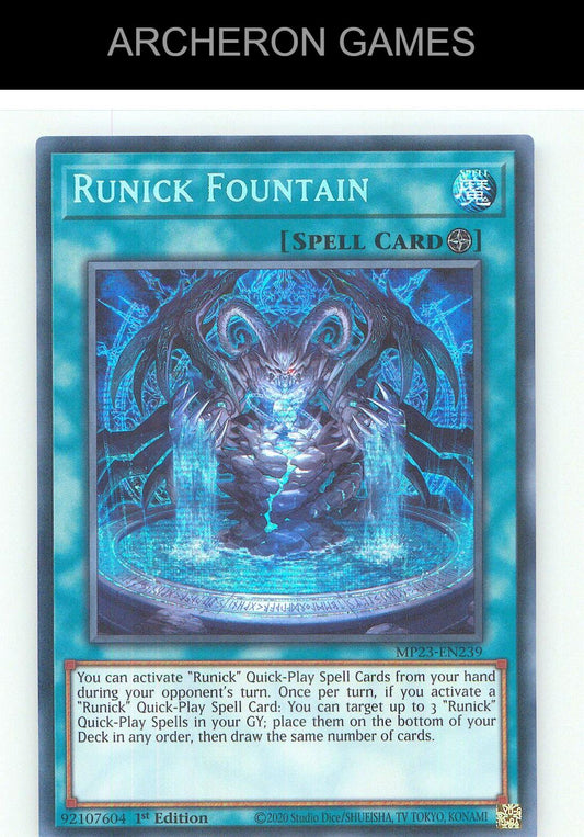 Runick Fountain Prismatic Secret Rare YUGIOH Card 1st Edition