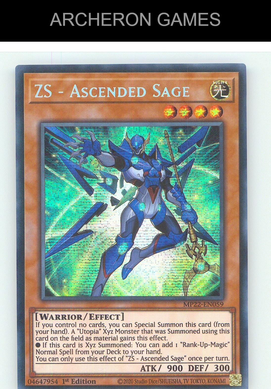 ZS - Ascended Sage Prismatic Secret Rare YUGIOH Card 1st Edition
