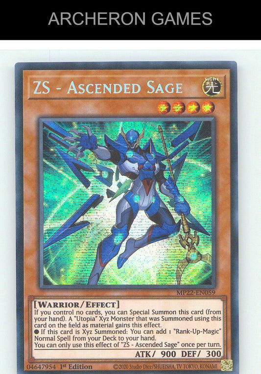 ZS - Ascended Sage Prismatic Secret Rare YUGIOH Card 1st Edition