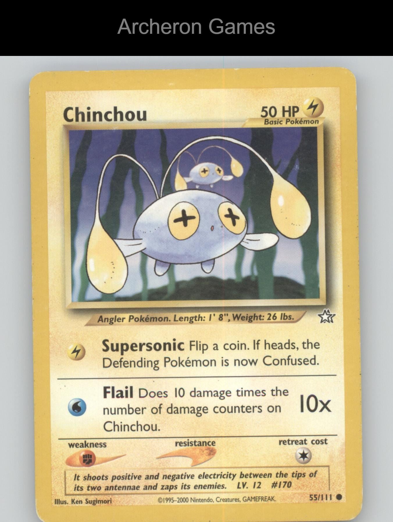 Pokemon Card Chinchou N1 55/111 C Neo Genesis Unlimited