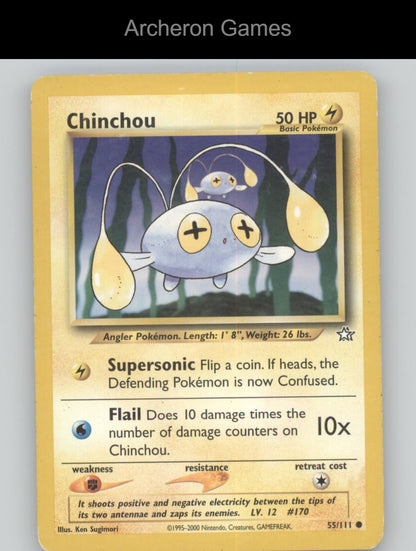 Pokemon Card Chinchou N1 55/111 C Neo Genesis Unlimited