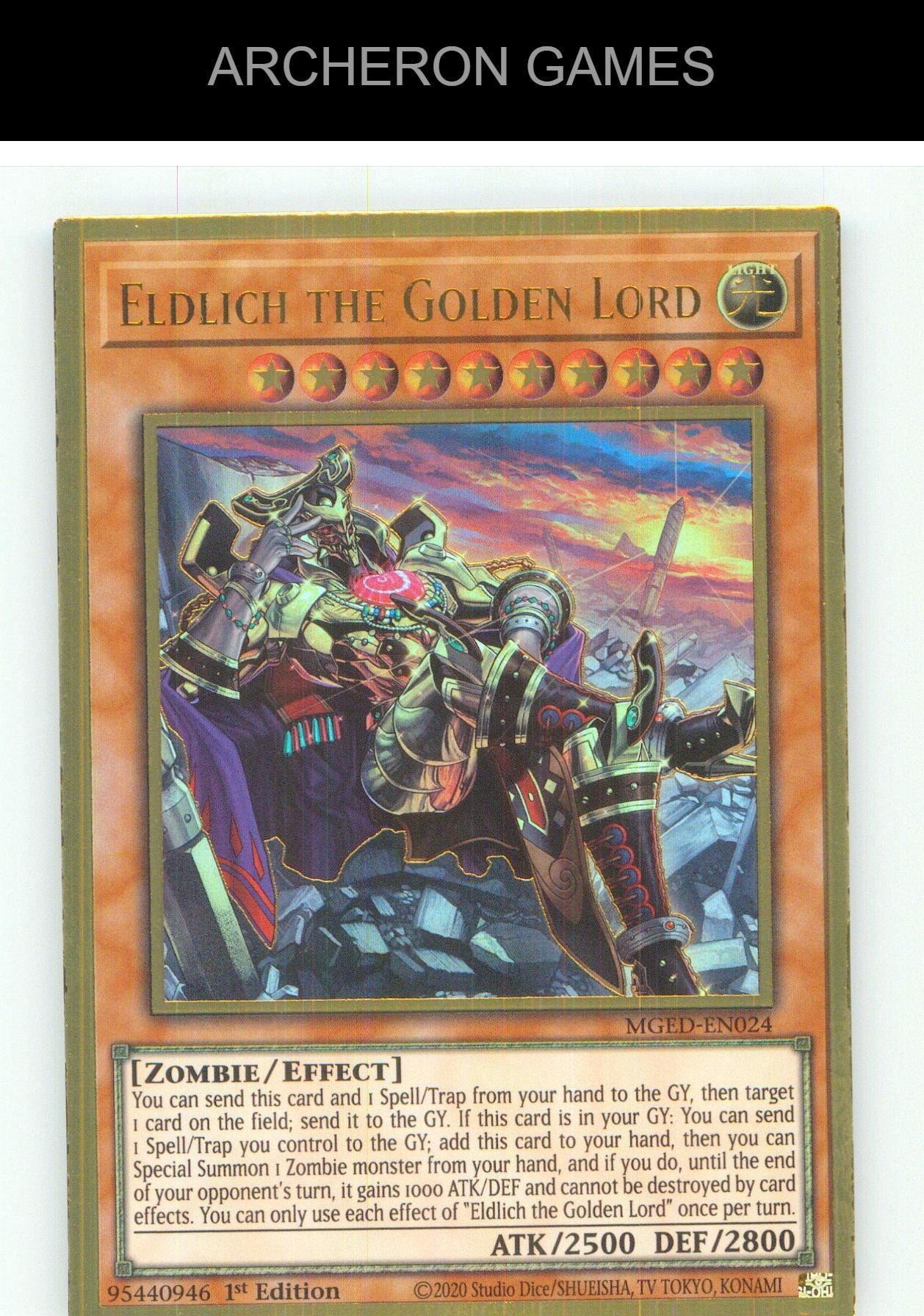 Eldlich the Golden Lord Premium Gold Rare YUGIOH Card 1st Edition