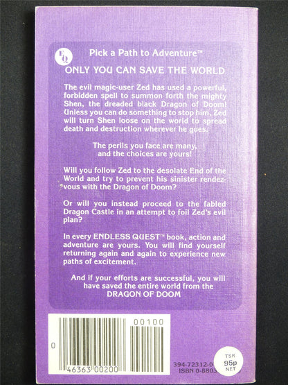 D&D Adventure Book: Dragon of Doom Endless Quest - Vintage Novel Softback #LX