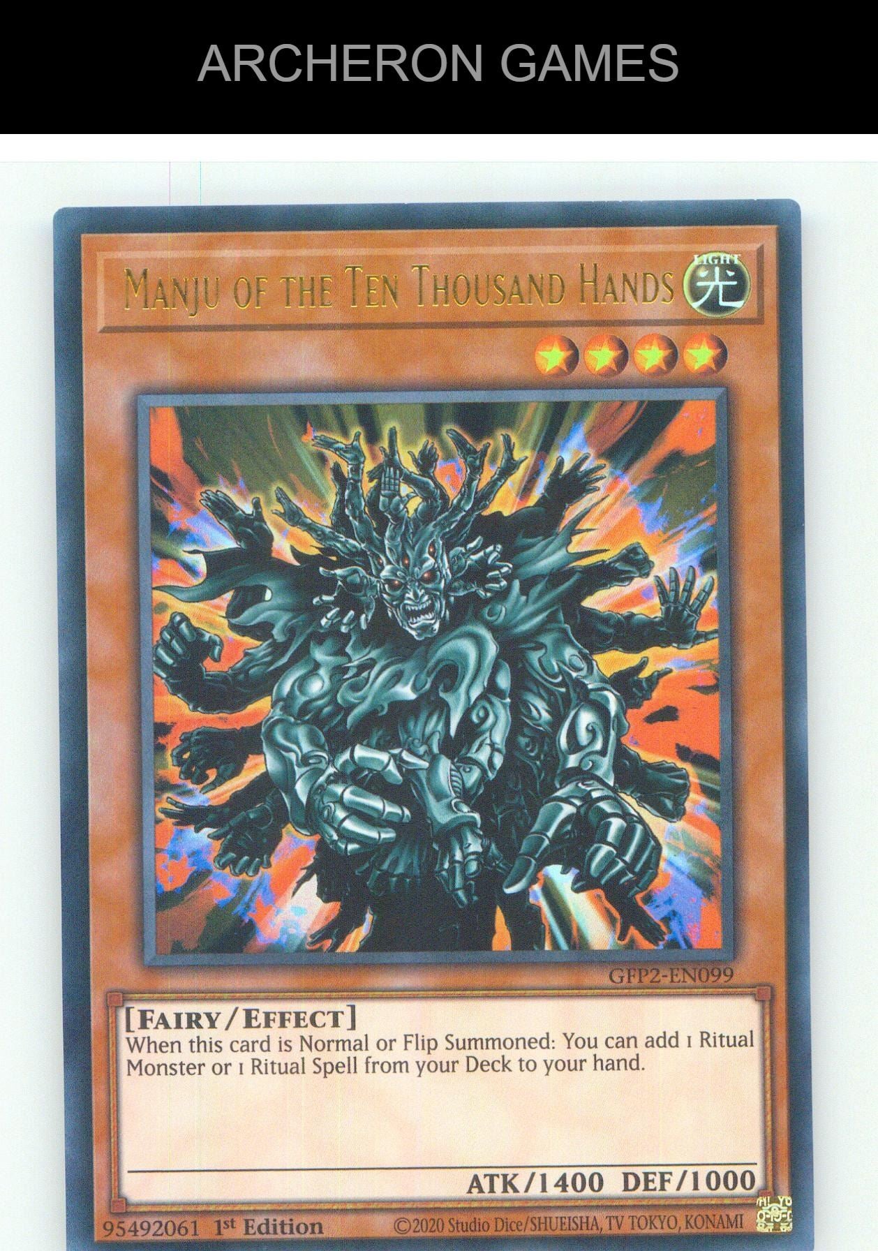 Manju of the Ten Thousand Hands UR YUGIOH Card 1st Edition