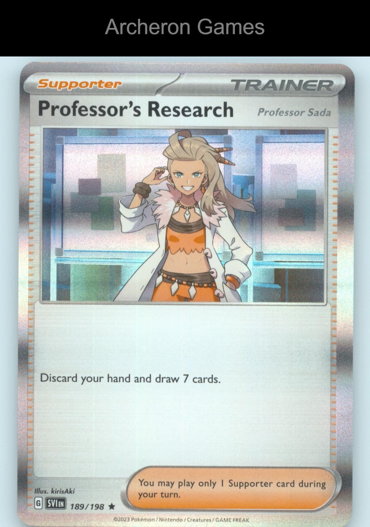 Pokemon Card Professor's Research (Professor Sada) SVI 189/198 Scarlet & Violet