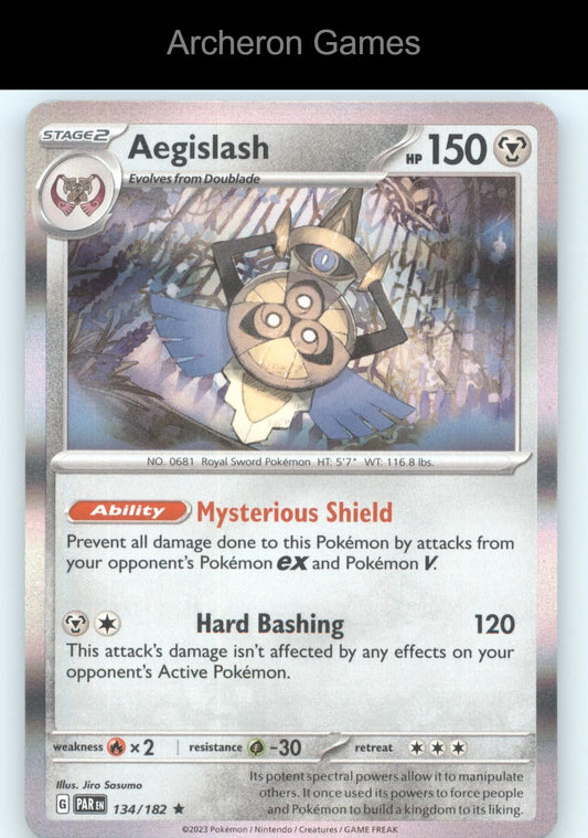 Pokemon Card Aegislash PAR 134/182 R Paradox Rift Holo