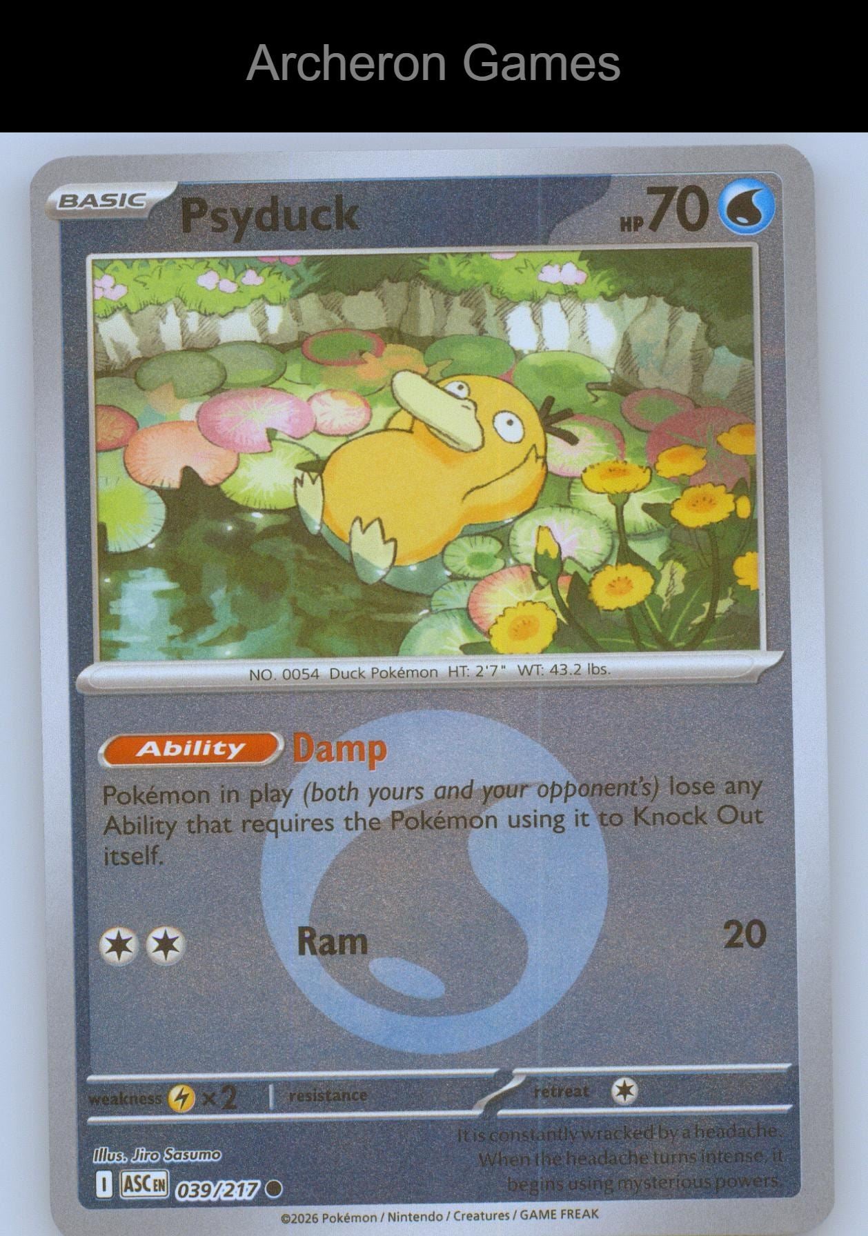 Pokemon Card Psyduck (Energy Symbol Pattern) ASC 039/217  Reverse Holo