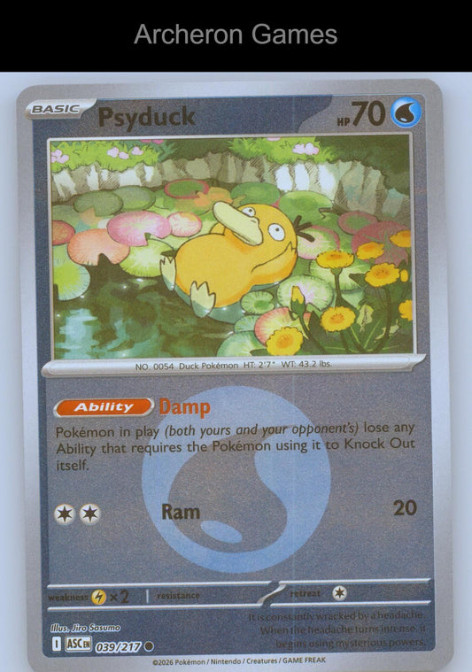 Pokemon Card Psyduck (Energy Symbol Pattern) ASC 039/217  Reverse Holo
