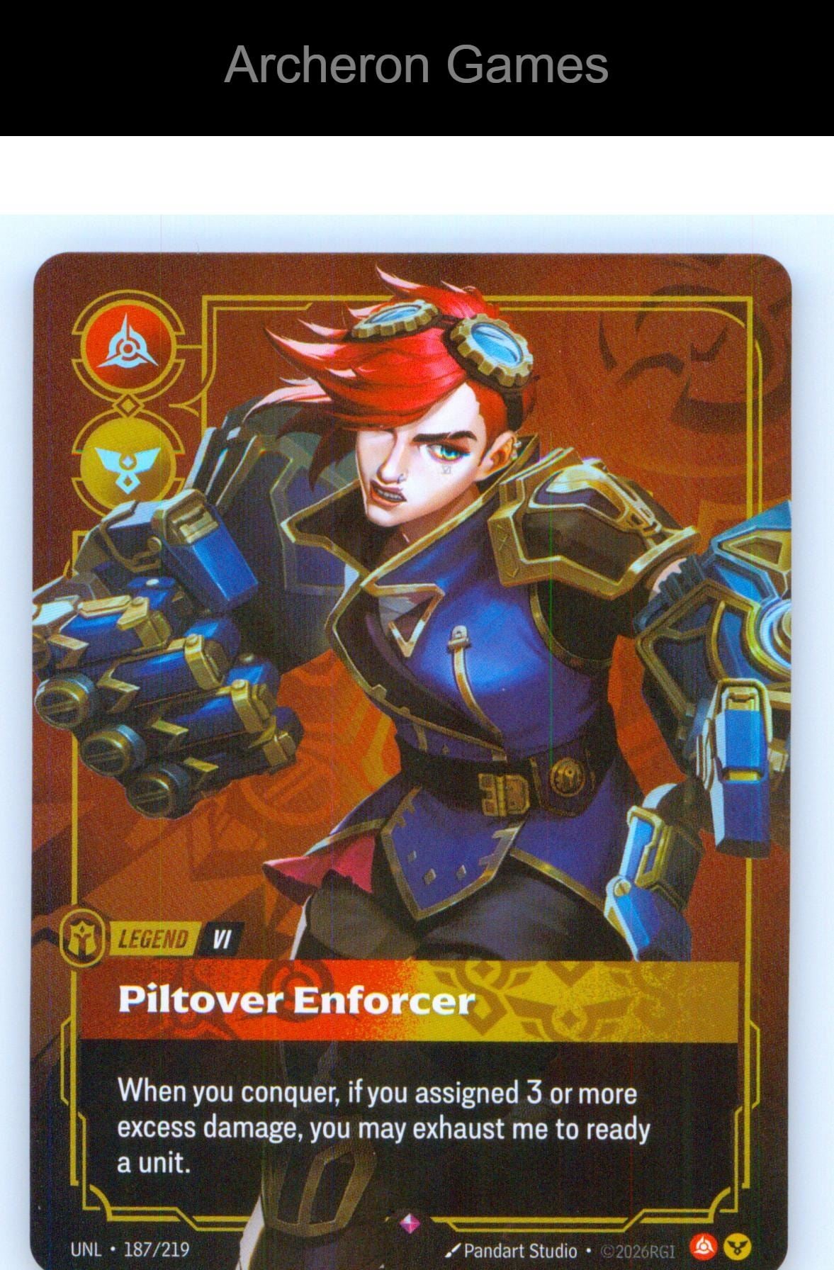 Vi - Piltover Enforcer UNL 187/219 R Unleashed Riftbound Card