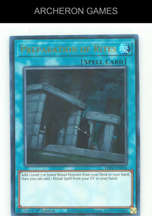 Preparation of Rites (UR) UR YUGIOH Card 1st Edition