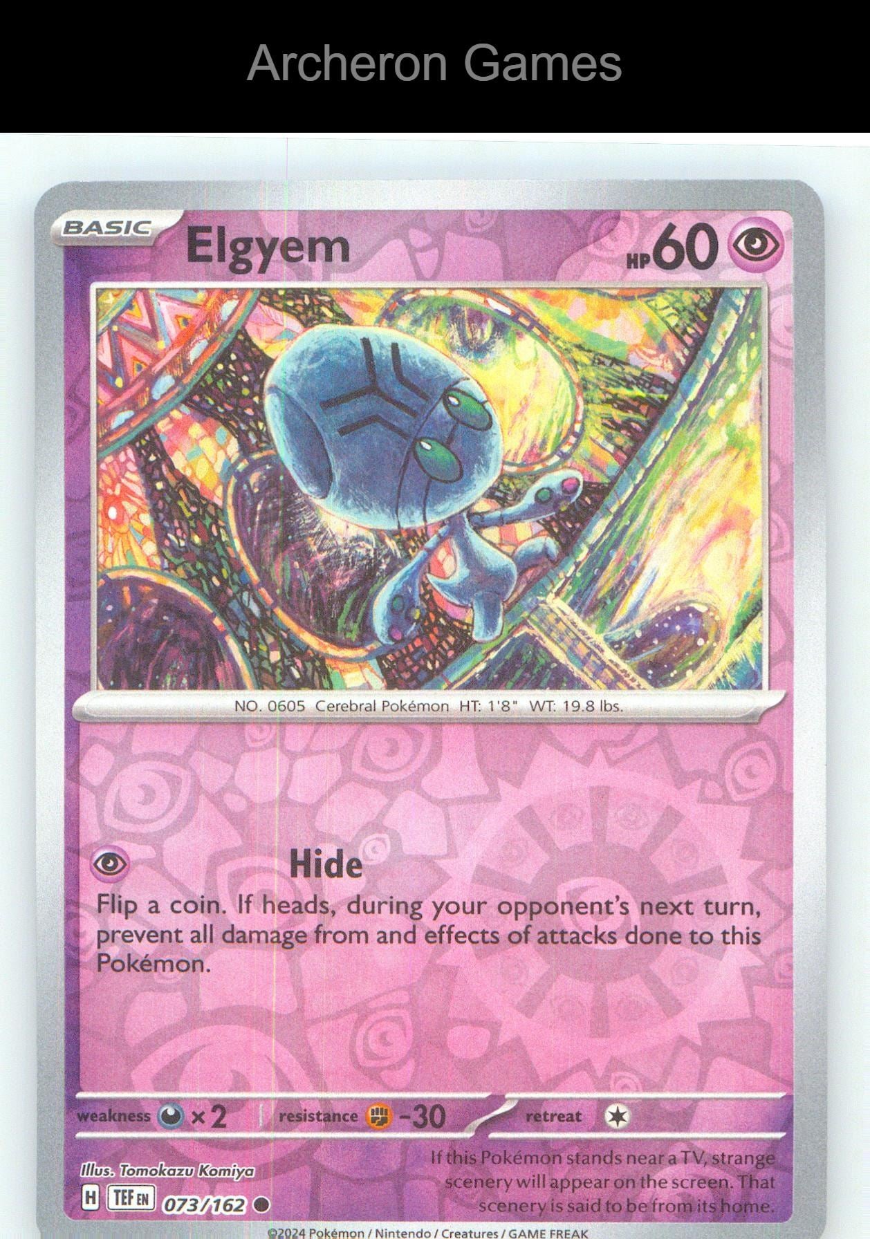 Pokemon Card Elgyem TEF 073/162 C Temporal Forces Reverse Holo