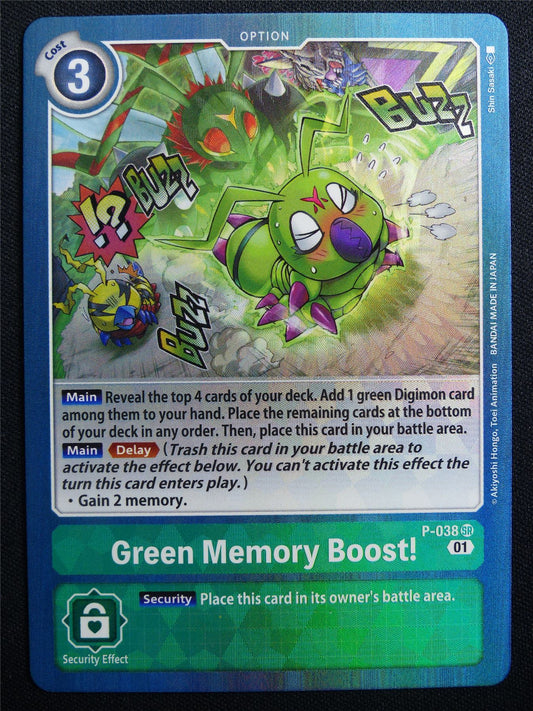 Green Memory Boost! P-038 SR Foil - Digimon Card #30D
