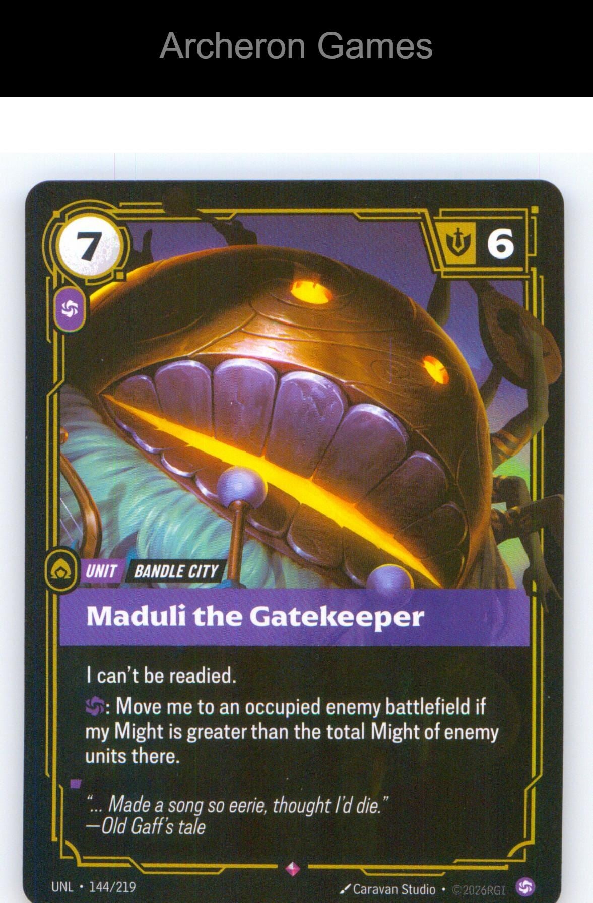 Maduli the Gatekeeper UNL 144/219 R Unleashed Riftbound Card