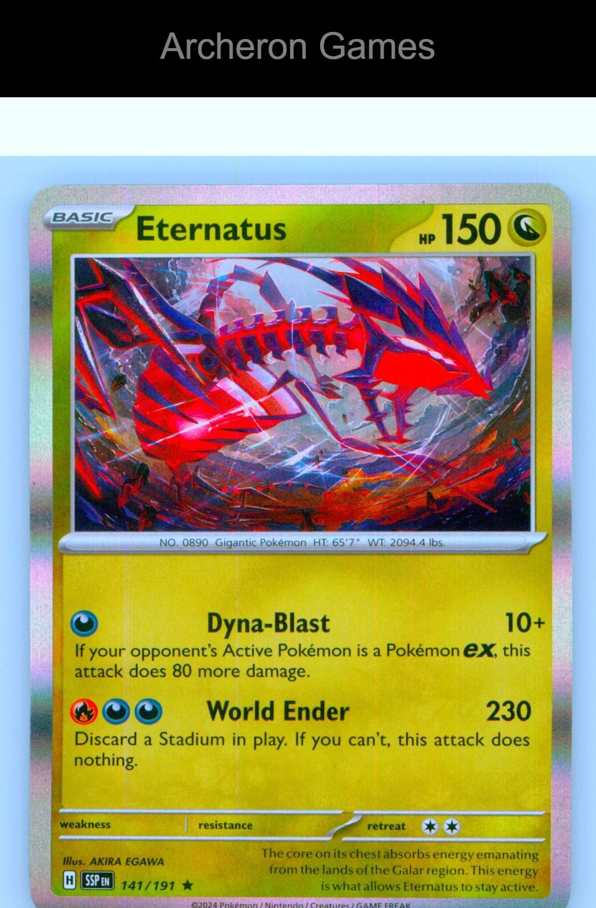 Pokemon Card Eternatus SSP 141/191 R Surging Sparks Holo