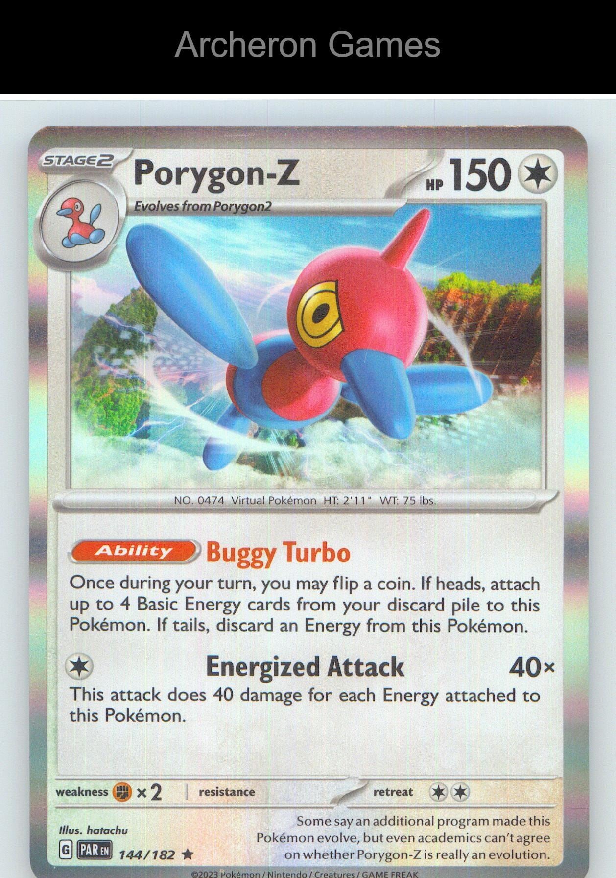Pokemon Card Porygon-Z PAR 144/182 R Paradox Rift Holo