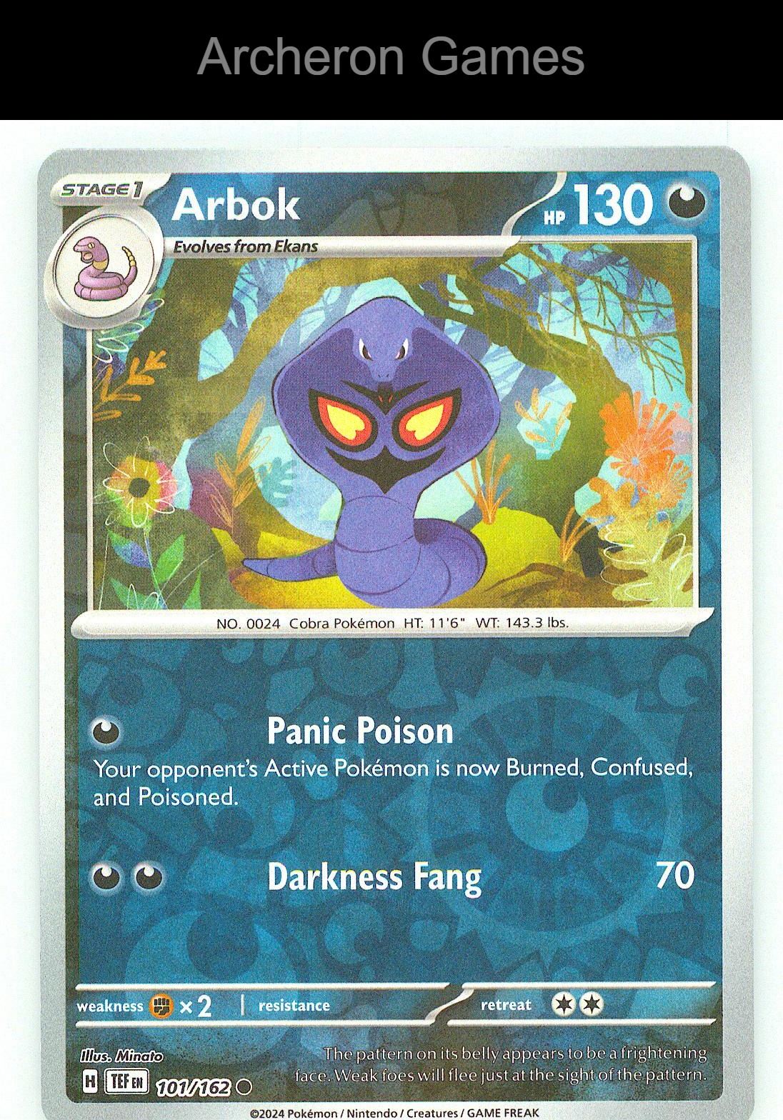 Pokemon Card Arbok TEF 101/162 C Temporal Forces Reverse Holo