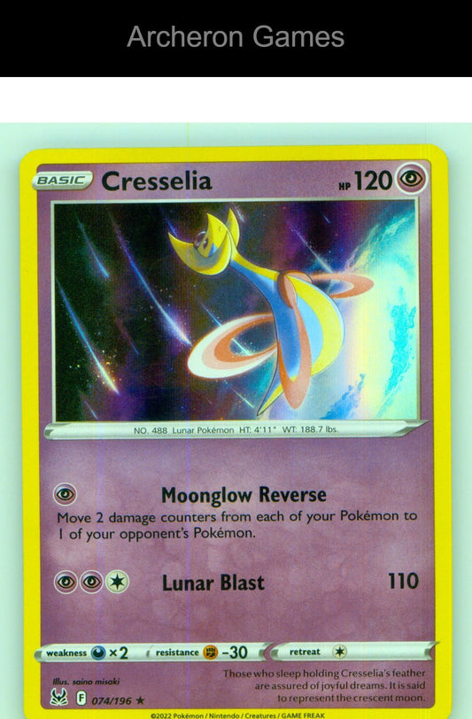 Pokemon Card Cresselia LOR 074/196 HOLO R Lost Origin
