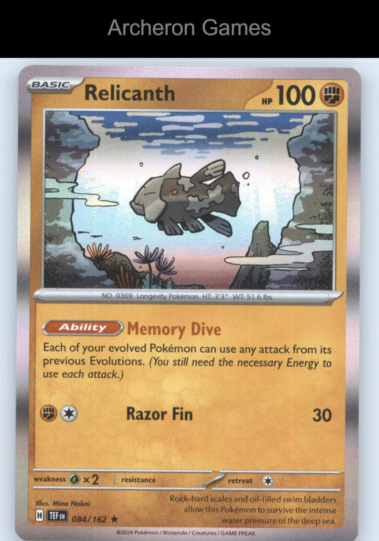 Pokemon Card Relicanth TEF 084/162 R Temporal Forces Holo