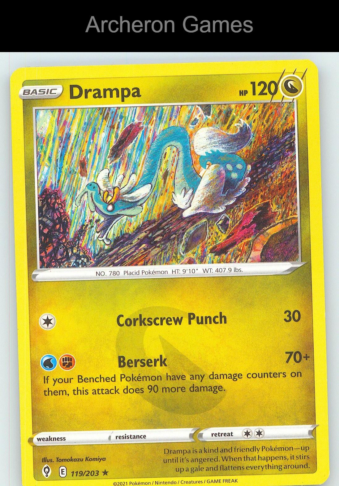 Pokemon Card Drampa EVS 119/203 R Evolving Skies