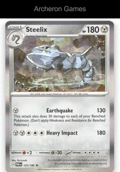 Pokemon Card Steelix PAR 125/182 R Paradox Rift Holo