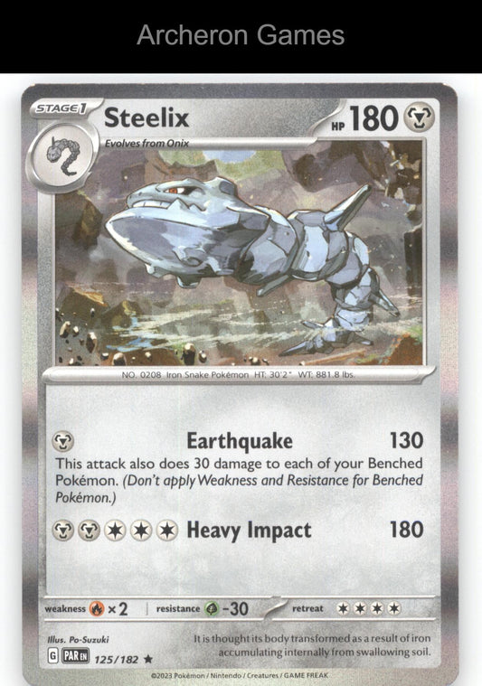 Pokemon Card Steelix PAR 125/182 R Paradox Rift Holo