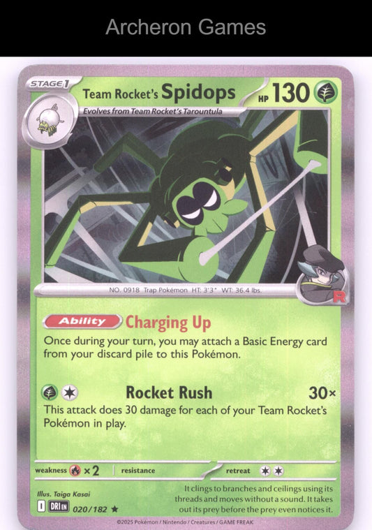 Pokemon Card Team Rocket's Spidops DRI 020/182 R Destined Rivals Holo