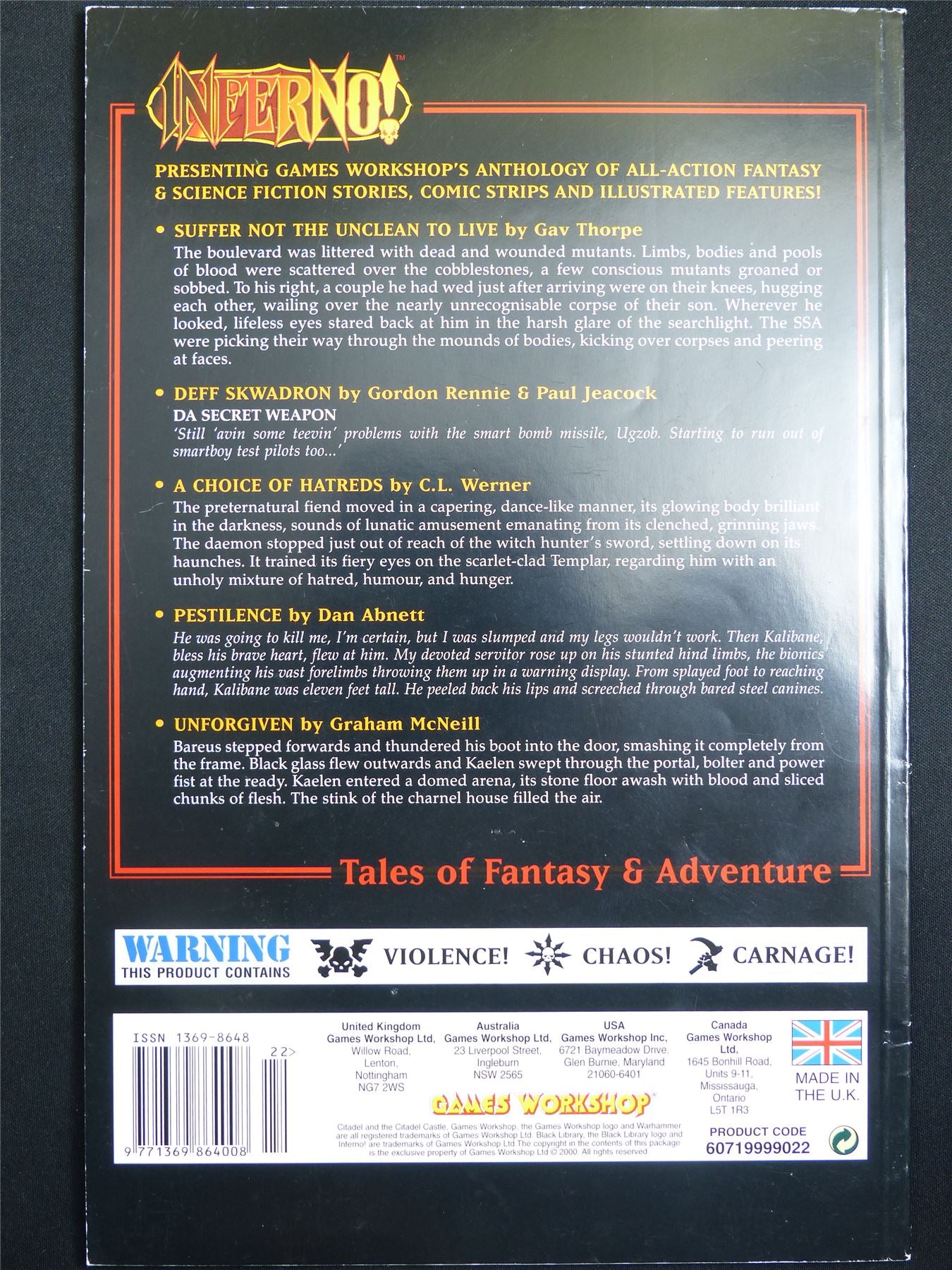 Inferno! Tales of Fantasy and Adventure #22 - Workshop Black Library Publication #1O4