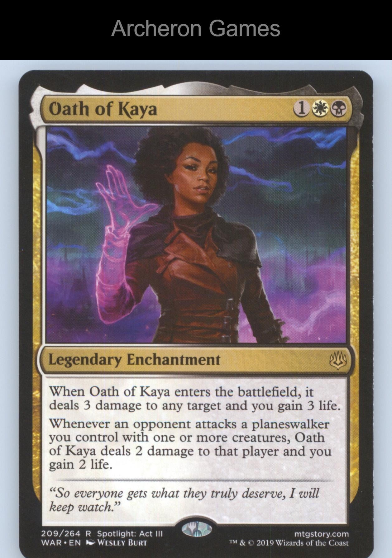 Oath of Kaya 209 R MTG Card Promo Pack: Throne of Eldraine