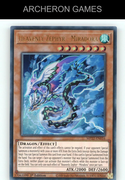Heavenly Zephyr - Miradora Ultra Rare YUGIOH Card