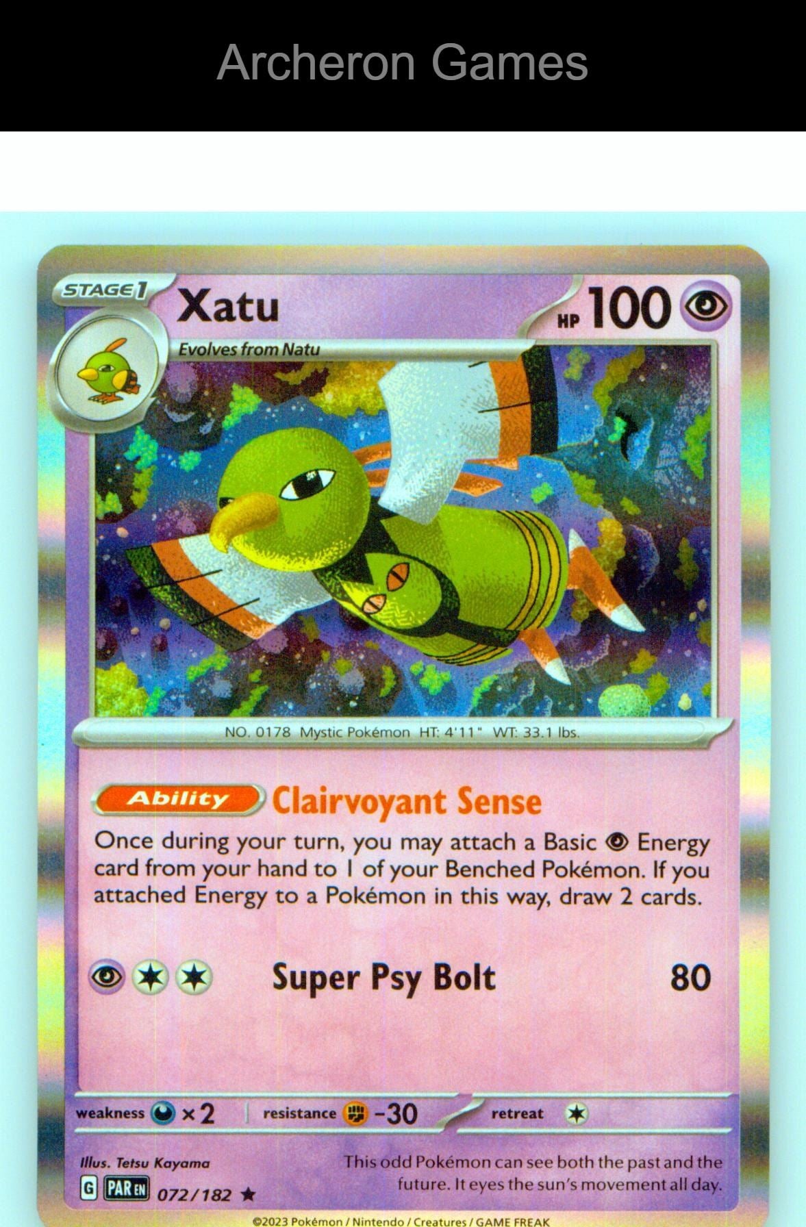 Pokemon Card Xatu (Non-Holo) PR 72/182 R Deck Exclusives