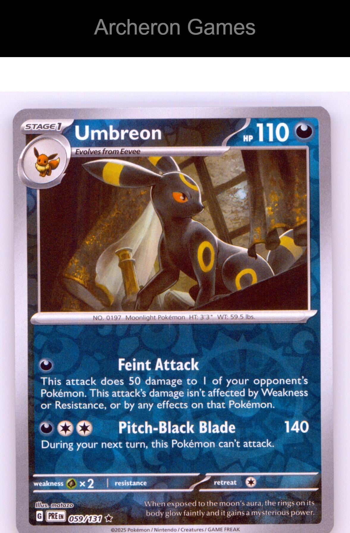 Pokemon Card Umbreon PRE 059/131 R Prismatic Evolutions Reverse Holo