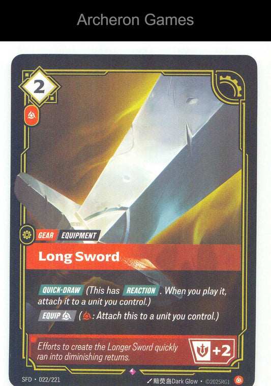 Long Sword SFD 022/221 R Spiritforged Riftbound Card Foil