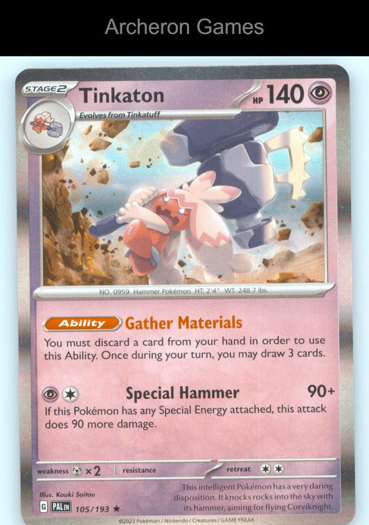 Pokemon Card Tinkaton PAL 105/193 R Paldea Evolved Holo