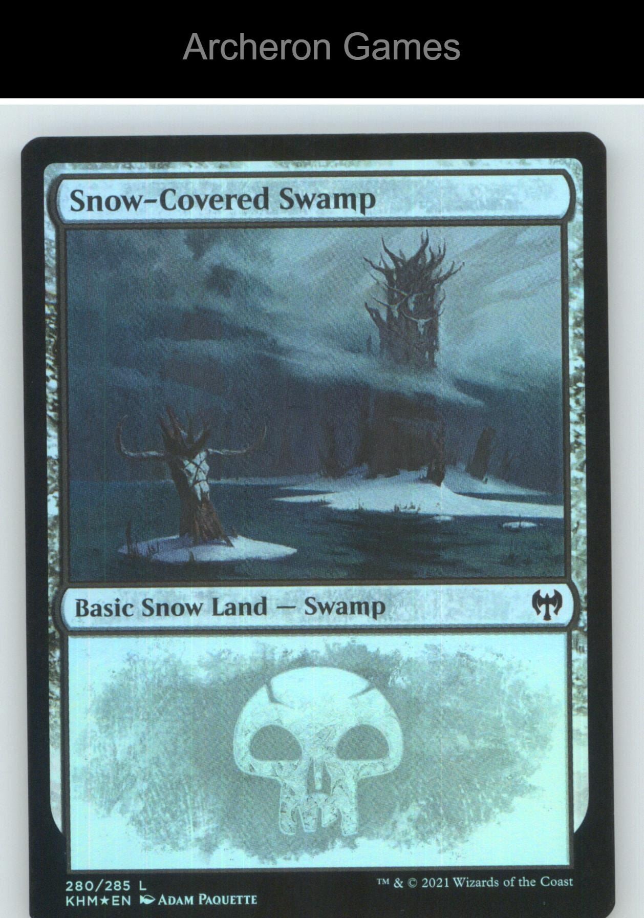 Snow-Covered Swamp (280) KHM 280 Land MTG Card NM/EX+ Foil