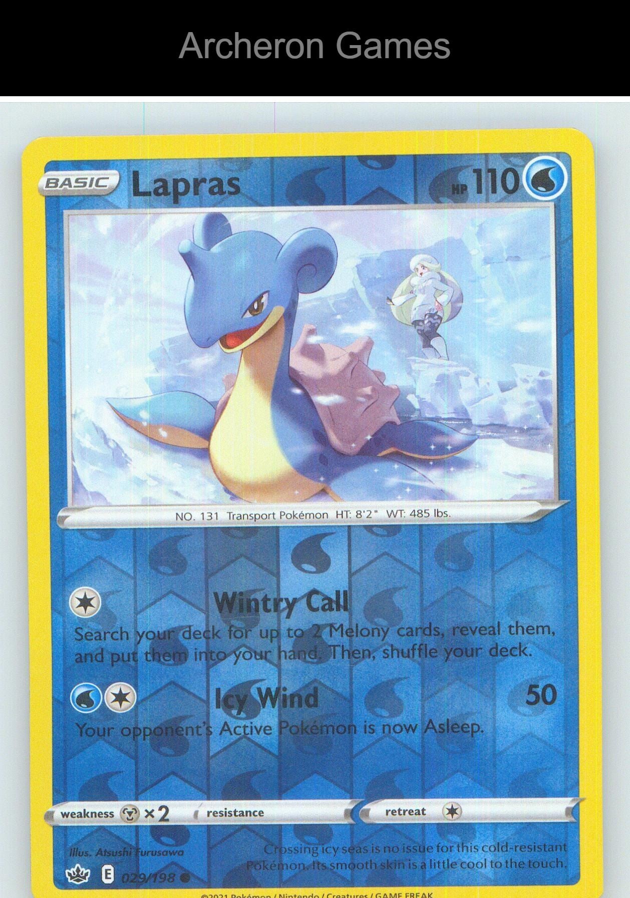 Pokemon Card Lapras CRE 029/198 C Chilling Reign Reverse Holo