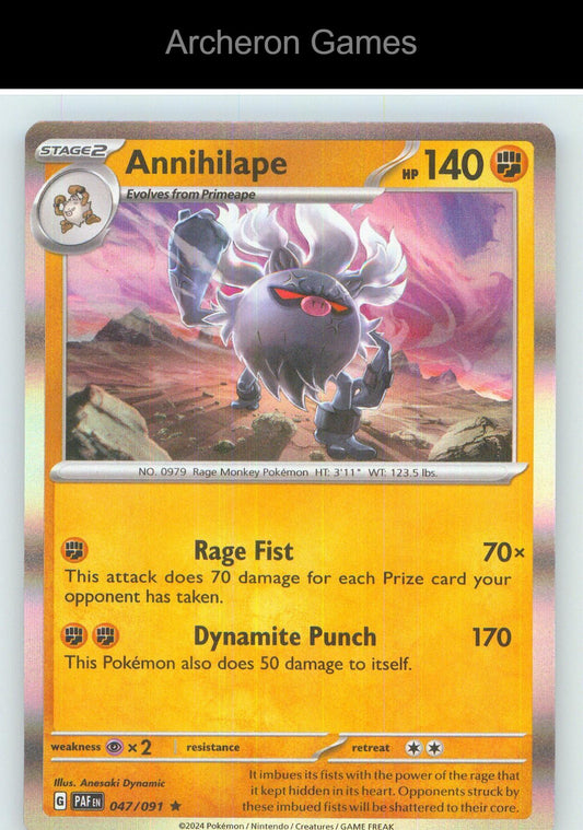 Pokemon Card Annihilape PAF 047/091 R Paldean Fates Reverse Holo