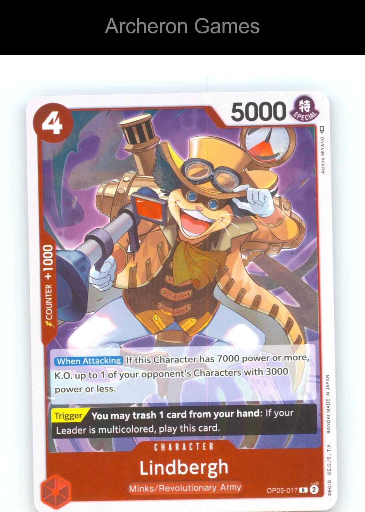 Lindbergh OP05-017 R One Piece Card NM/EX+ Foil