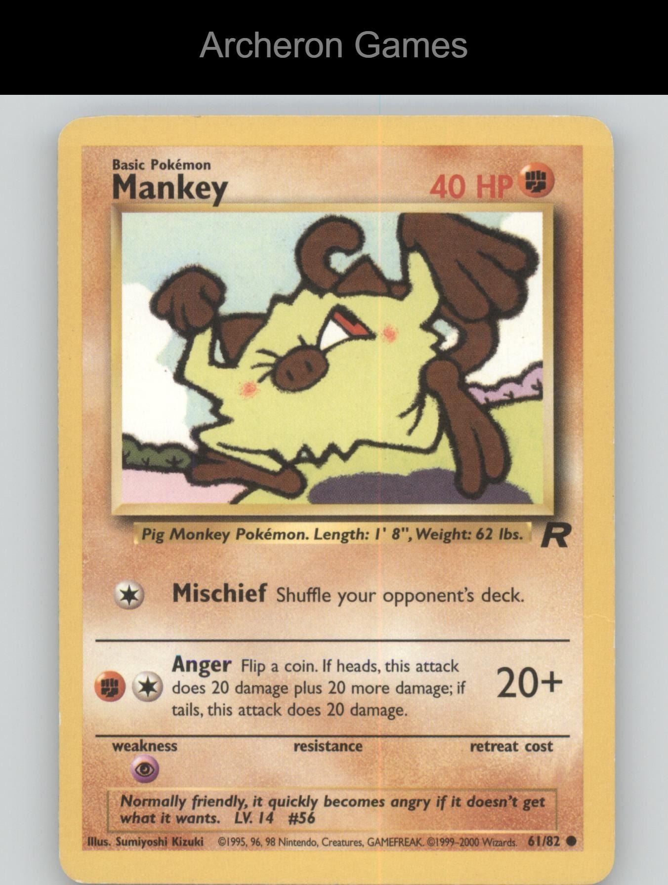 Pokemon Card Mankey TR 61/82 C Team Rocket Unlimited
