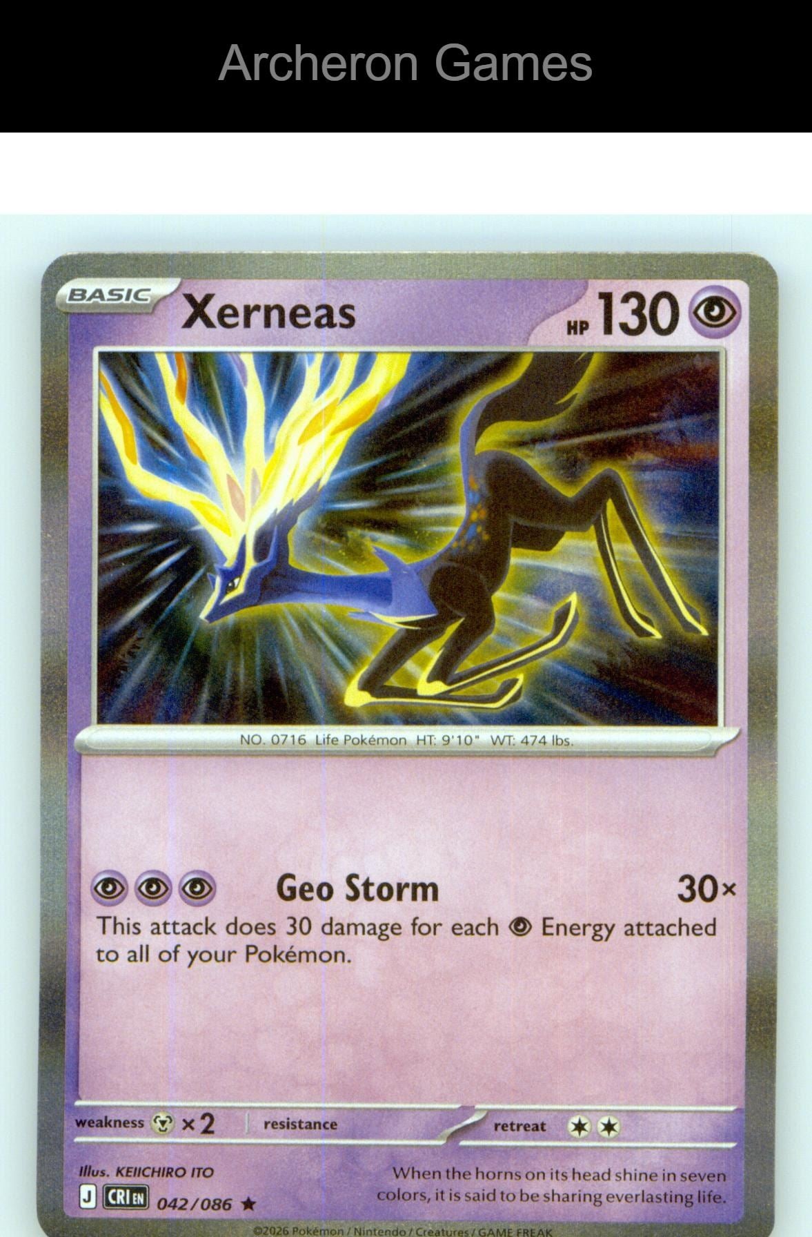 Pokemon Card Xerneas ME04 042/086 R Chaos Rising Holo