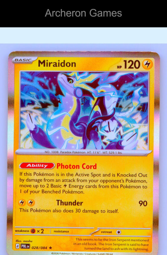 Pokemon Card Miraidon ME05 028/084 R Pitch Black Holo
