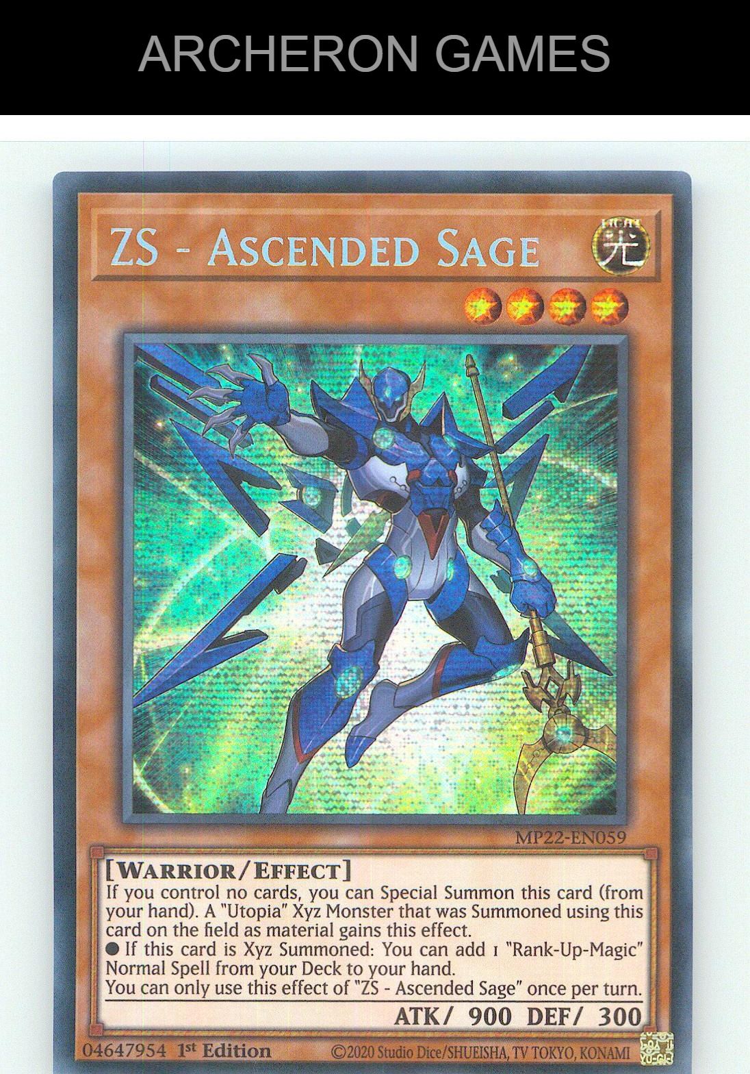 ZS - Ascended Sage Prismatic Secret Rare YUGIOH Card 1st Edition