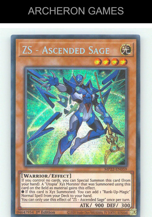 ZS - Ascended Sage Prismatic Secret Rare YUGIOH Card 1st Edition