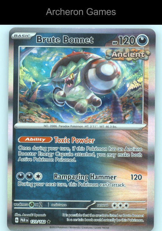 Pokemon Card Brute Bonnet PAR 123/182 R Paradox Rift Holo