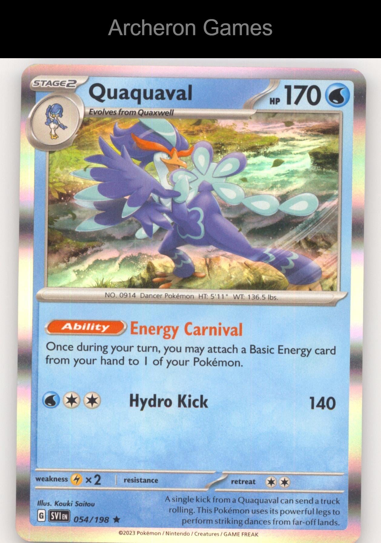 Pokemon Card Quaquaval SVI 054/198 R Scarlet & Violet Holo
