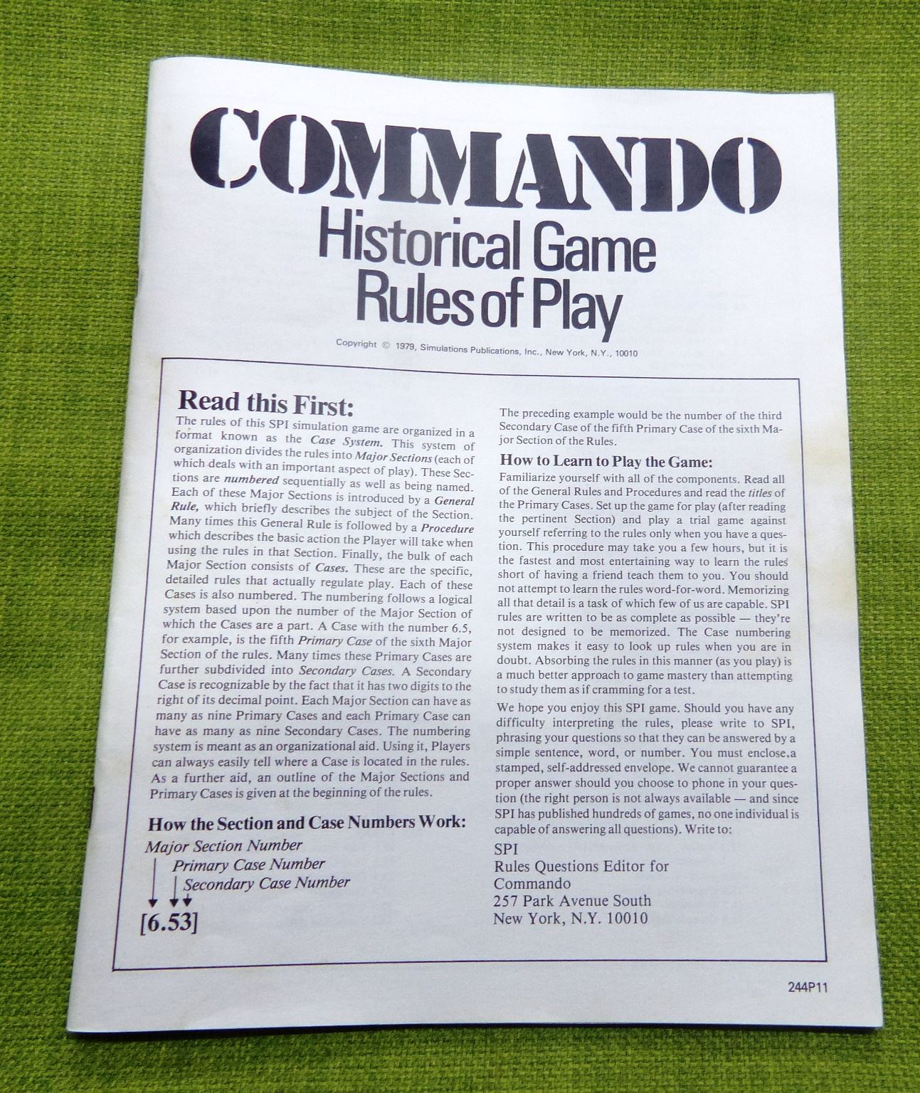 Commando - The Combat Adventure Game SPI 2440 #6H